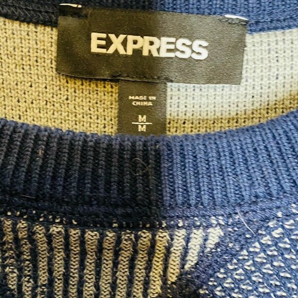 Express Blue Cotton Textured Crew Neck Shirt M New - Picture 4 of 4